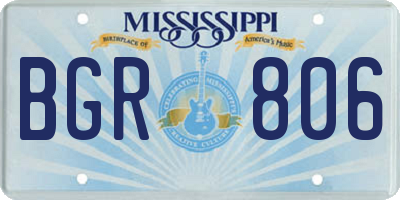 MS license plate BGR806