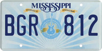 MS license plate BGR812