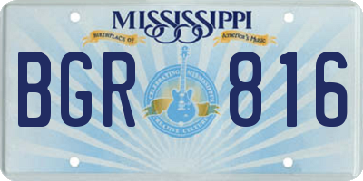 MS license plate BGR816