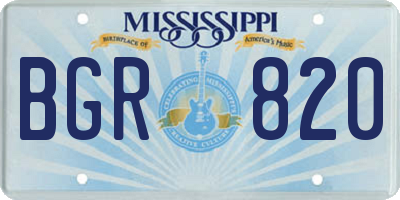 MS license plate BGR820