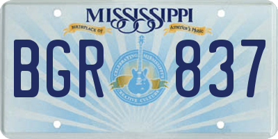 MS license plate BGR837