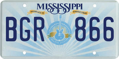 MS license plate BGR866