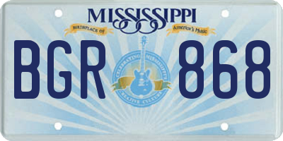 MS license plate BGR868