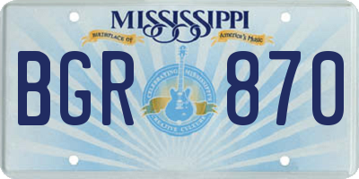 MS license plate BGR870