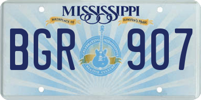 MS license plate BGR907