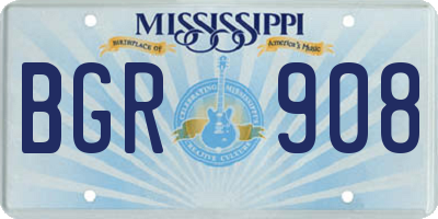 MS license plate BGR908