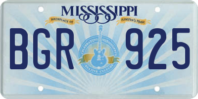 MS license plate BGR925