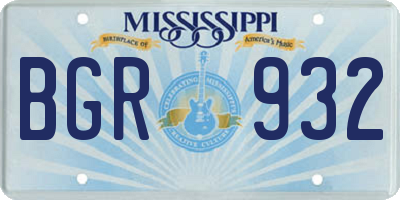 MS license plate BGR932