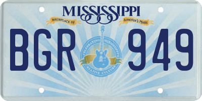 MS license plate BGR949