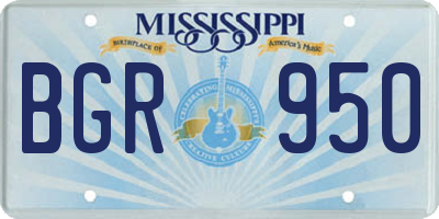 MS license plate BGR950