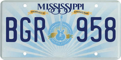 MS license plate BGR958