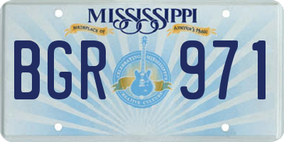 MS license plate BGR971