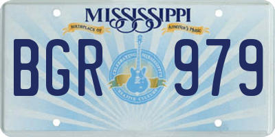 MS license plate BGR979