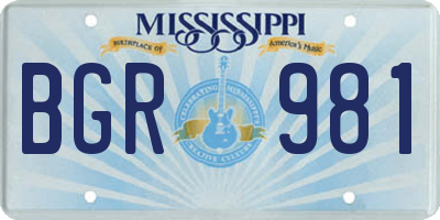 MS license plate BGR981