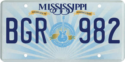 MS license plate BGR982