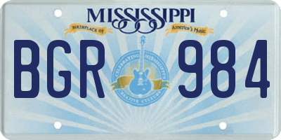 MS license plate BGR984