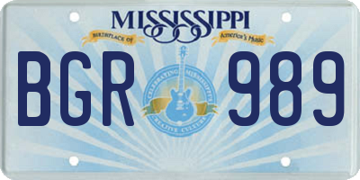 MS license plate BGR989