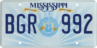 MS license plate BGR992