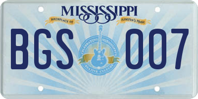 MS license plate BGS007