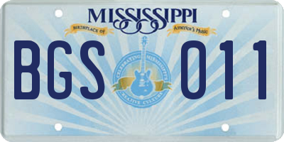 MS license plate BGS011