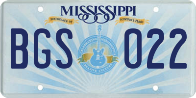 MS license plate BGS022