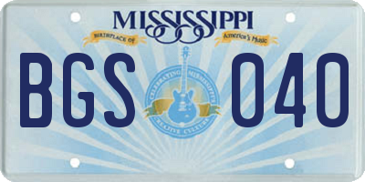 MS license plate BGS040