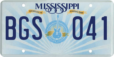 MS license plate BGS041