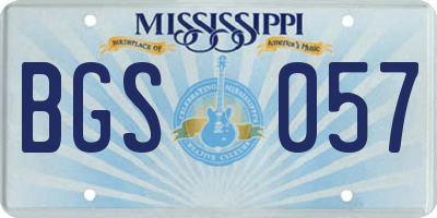 MS license plate BGS057