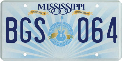 MS license plate BGS064