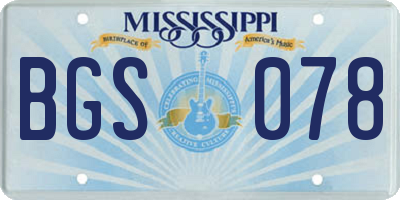 MS license plate BGS078