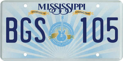 MS license plate BGS105