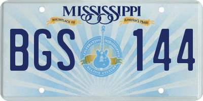 MS license plate BGS144