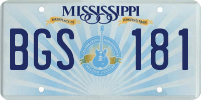 MS license plate BGS181