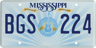 MS license plate BGS224