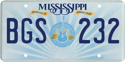 MS license plate BGS232