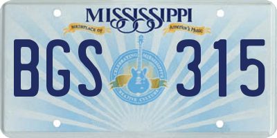 MS license plate BGS315