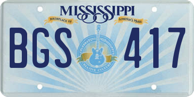 MS license plate BGS417