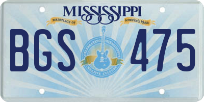 MS license plate BGS475