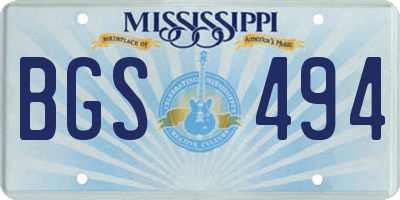 MS license plate BGS494