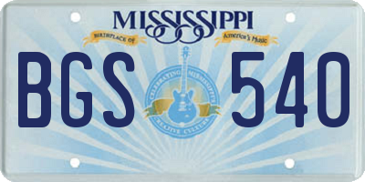 MS license plate BGS540