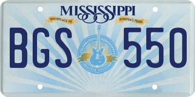 MS license plate BGS550