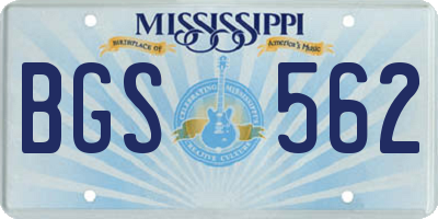 MS license plate BGS562
