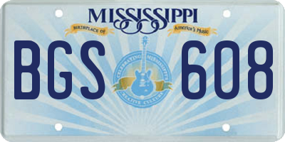 MS license plate BGS608