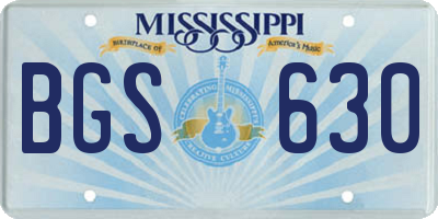 MS license plate BGS630