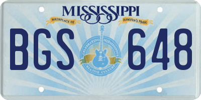 MS license plate BGS648