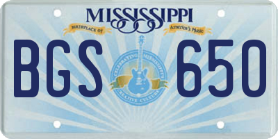 MS license plate BGS650