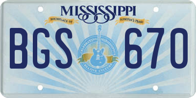 MS license plate BGS670