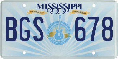 MS license plate BGS678