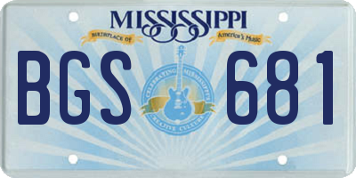 MS license plate BGS681