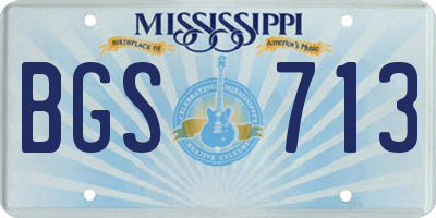 MS license plate BGS713